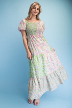 Load image into Gallery viewer, Lilly Mixed Print Smocked Midi Dress
