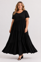 Load image into Gallery viewer, Rylie Round Neck Tiered Ruffle Maxi Dress
