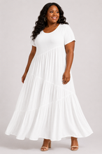 Load image into Gallery viewer, Rylie Round Neck Tiered Ruffle Maxi Dress
