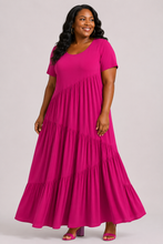 Load image into Gallery viewer, Rylie Round Neck Tiered Ruffle Maxi Dress
