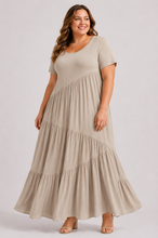 Load image into Gallery viewer, Rylie Round Neck Tiered Ruffle Maxi Dress
