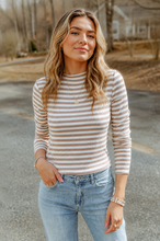 Load image into Gallery viewer, Leslie Striped Mock Neck Long Sleeve Top
