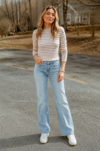Load image into Gallery viewer, Leslie Striped Mock Neck Long Sleeve Top
