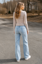 Load image into Gallery viewer, Leslie Striped Mock Neck Long Sleeve Top
