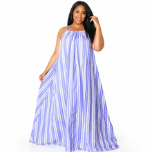 Load image into Gallery viewer, Cecilia Blue And White Striped Maxi Dress
