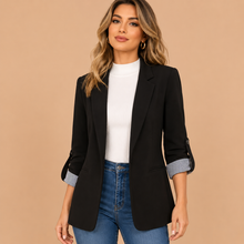 Load image into Gallery viewer, Kelly Lapel Collar Roll-Tab Sleeve Blazer
