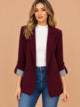 Load image into Gallery viewer, Kelly Lapel Collar Roll-Tab Sleeve Blazer
