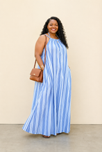 Load image into Gallery viewer, Cecilia Blue And White Striped Maxi Dress
