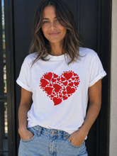 Load image into Gallery viewer, Heart Round Neck Short Sleeve T-Shirt
