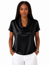 Load image into Gallery viewer, Cindy Cowl Neck Short Sleeve Blouse
