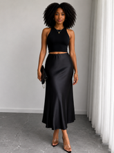 Load image into Gallery viewer, Jia Satin Midi Skirt
