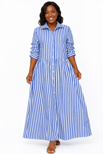 Load image into Gallery viewer, Striped Long Sleeve Maxi Shirt Dress
