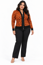Load image into Gallery viewer, Leopard Zip-Up Knit Cardigan

