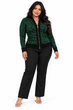 Load image into Gallery viewer, Leopard Zip-Up Knit Cardigan

