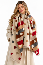 Load image into Gallery viewer, Heart Pattern Warm Scarf
