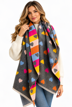 Load image into Gallery viewer, Heart Pattern Fringe Winter Scarf
