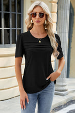 Load image into Gallery viewer, Ruched Round Neck Short Sleeve T-Shirt
