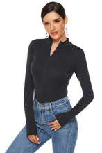 Load image into Gallery viewer, Ribbed Half Zip Long Sleeve Bodysuit
