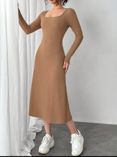 Load image into Gallery viewer, Square Neck Long Sleeve Midi Wrap Dress
