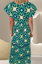 Load image into Gallery viewer, Printed Notched Cap Sleeve Dress
