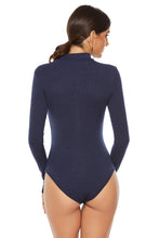 Load image into Gallery viewer, Ribbed Half Zip Long Sleeve Bodysuit
