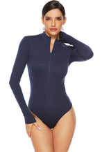 Load image into Gallery viewer, Ribbed Half Zip Long Sleeve Bodysuit
