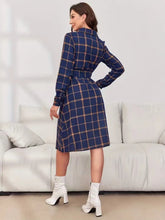 Load image into Gallery viewer, Kassidy Plaid Tie Waist Long Sleeve Dress
