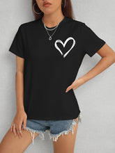 Load image into Gallery viewer, Heart Round Neck Short Sleeve T-Shirt
