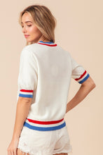 Load image into Gallery viewer, US Flag Theme Striped Heart Sweater
