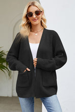 Load image into Gallery viewer, Open Front Raglan Sleeve Pocketed Cardigan
