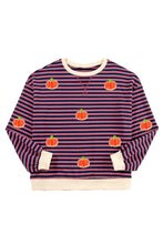 Load image into Gallery viewer, Pumpkin Striped Long Sleeve Sweatshirt
