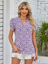 Load image into Gallery viewer, Floral Notched Neck Blouse
