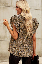 Load image into Gallery viewer, Floral Flutter Sleeve Notched Neck Blouse

