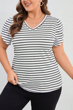 Load image into Gallery viewer, Khaley Striped V-Neck Short Sleeve T-Shirt
