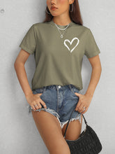 Load image into Gallery viewer, Heart Round Neck Short Sleeve T-Shirt
