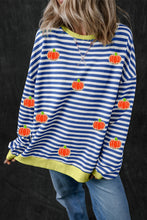 Load image into Gallery viewer, Pumpkin Striped Long Sleeve Sweatshirt
