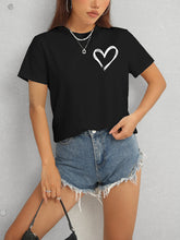 Load image into Gallery viewer, Heart Round Neck Short Sleeve T-Shirt
