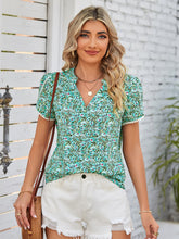 Load image into Gallery viewer, Floral Notched Neck Blouse
