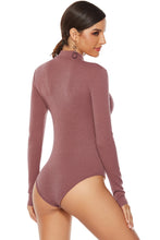 Load image into Gallery viewer, Ribbed Half Zip Long Sleeve Bodysuit
