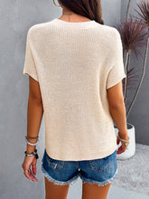 Load image into Gallery viewer, Round Neck Rib Trim Short Sleeve Knit Top
