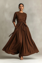 Load image into Gallery viewer, Brown maxi dress forward facing
