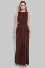 Load image into Gallery viewer, Brown maxi dress with face visible
