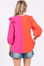 Load image into Gallery viewer, GeeGee Ruffle Trim Contrast Blouse
