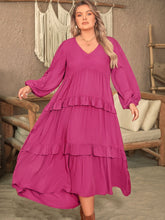 Load image into Gallery viewer, Fatima Ruffled V-Neck Long Sleeve Dress
