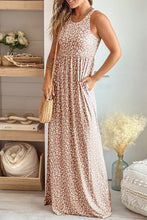 Load image into Gallery viewer, Leopard Round Neck Sleeveless Maxi Dress
