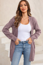 Load image into Gallery viewer, Cable-Knit Dropped Shoulder Slit Cardigan
