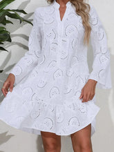 Load image into Gallery viewer, Kacey Eyelet Notched Long Sleeve Dress
