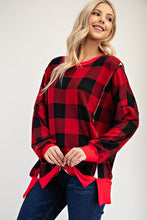 Load image into Gallery viewer, Nancy High-Low Plaid Sweatshirt
