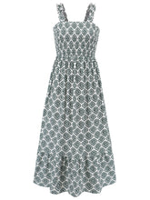 Load image into Gallery viewer, Smocked Printed Square Neck Sleeveless Dress
