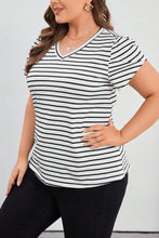 Load image into Gallery viewer, Khaley Striped V-Neck Short Sleeve T-Shirt
